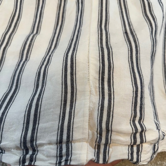 Pilcro Anthropologie Linen Blend Striped Double Breasted Blazer Jacket XS Cream - Picture 13 of 13